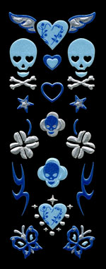 Aps06 Skull & butterfly blue